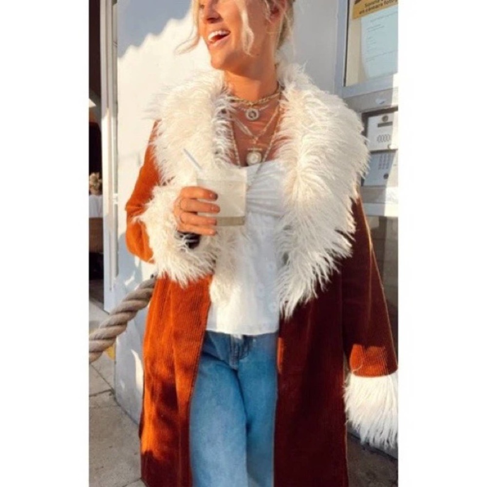 Show Me Your Mumu Corduroy Fur Penny Lane Coat Size XS - Picture 15 of 16